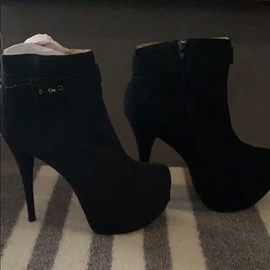 Black Suede Platform Booties